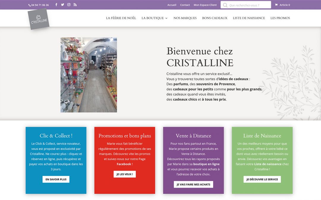 CRISTALLINE : Boutique en ligne