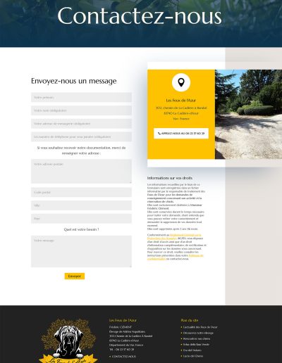 Elevage Les Feux de l'Azur : page Contact
