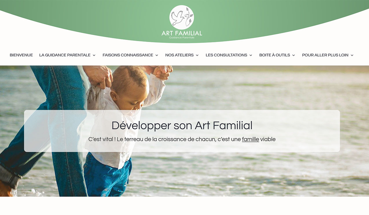 Site Art Familial : page d'accueil