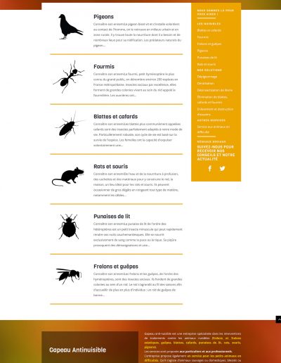 page LES NUISIBLES Site internet Gapeau anti-nuisible - Réalisation Mirobolus