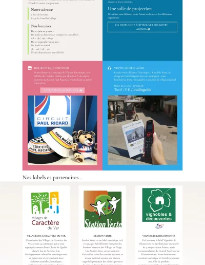 Page de l'espace touristique -Site du Castellet Tourisme