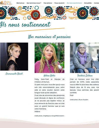 Children Of The Sun : page de présentation des parrains et mécènes