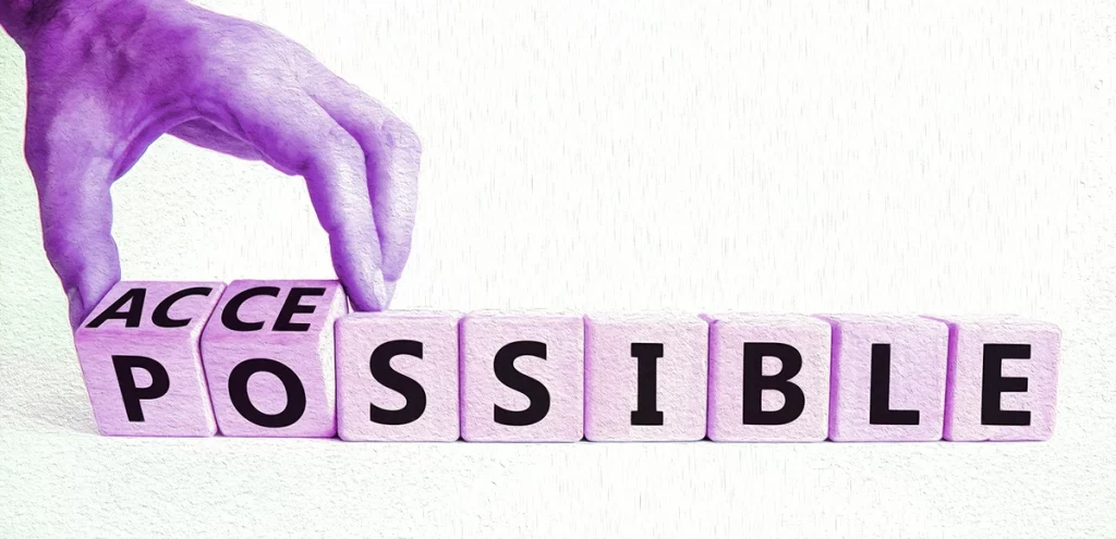 Explications sur la directive européenne sur l'accessibilité 28 juin 2025 Une main transforme le mot ACCESSIBLE en POSSIBLE