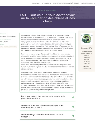 Clinique vétérinaire MATOUVAR : page Foire aux questions