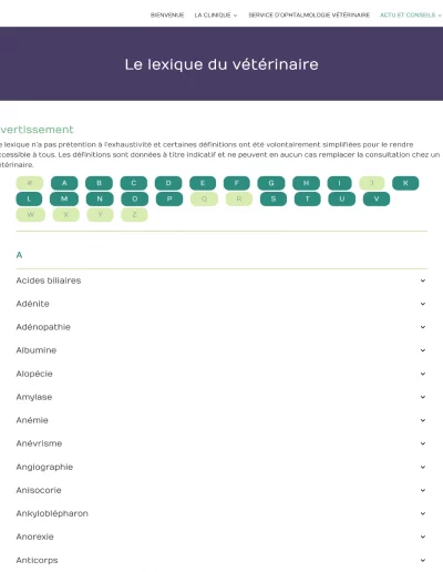 Clinique vétérinaire MATOUVAR : Page Glossaire