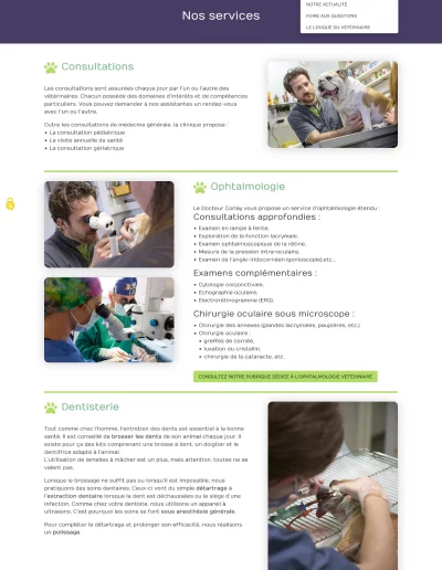 Clinique vétérinaire MATOUVAR : page Services 1/2