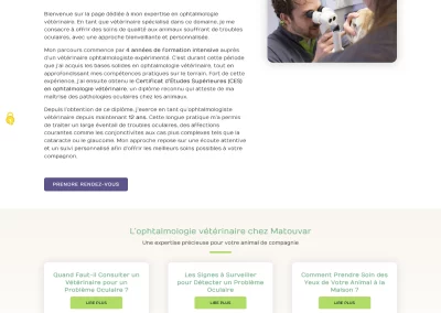 Clinique vétérinaire MATOUVAR : page sur spécialité Ophtalmologie vétérinaire