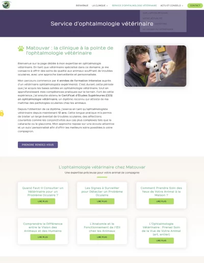 Clinique vétérinaire MATOUVAR : page sur spécialité Ophtalmologie vétérinaire